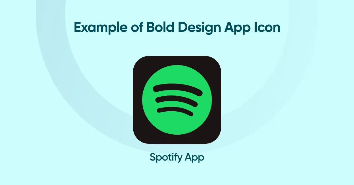 Example of a bold design app icon: the Spotify icon, a green circle with three curved black bars on a black rounded square