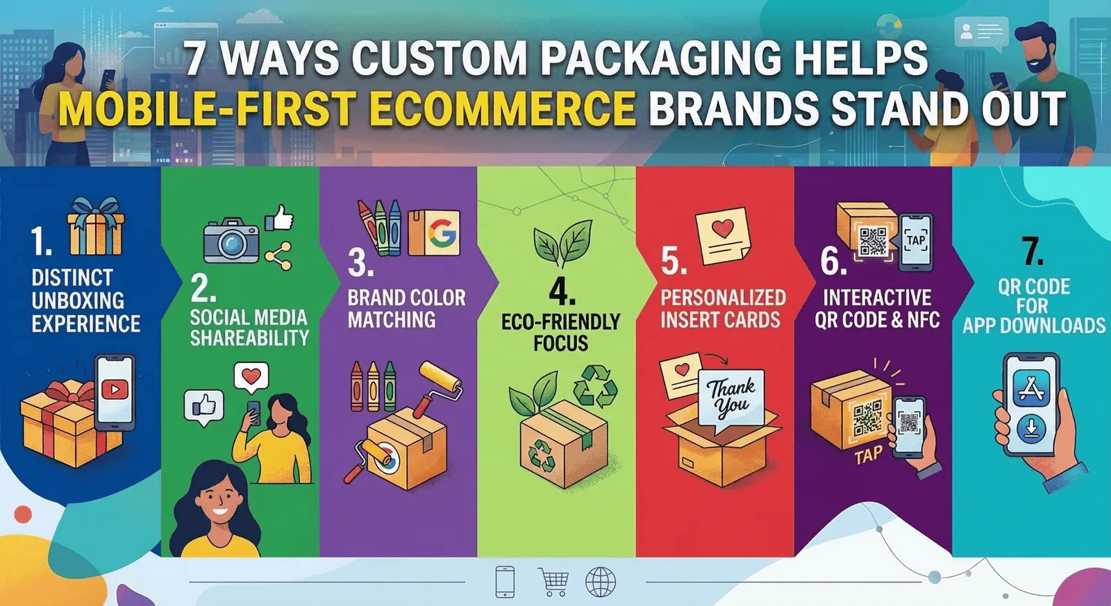 Custom packaging for ecommerce unboxing experience with mobile engagement QR code