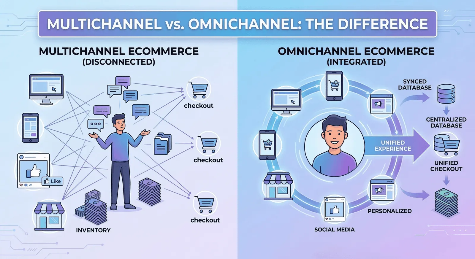 omnichannel vs multichannel ecommerce customer journey comparison