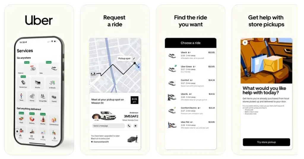 IOS App Screenshot example form Uber