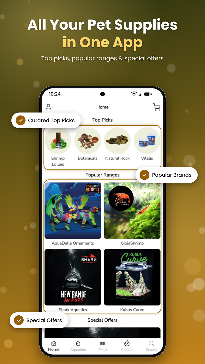 The home screen's curated top picks, popular ranges and special offers