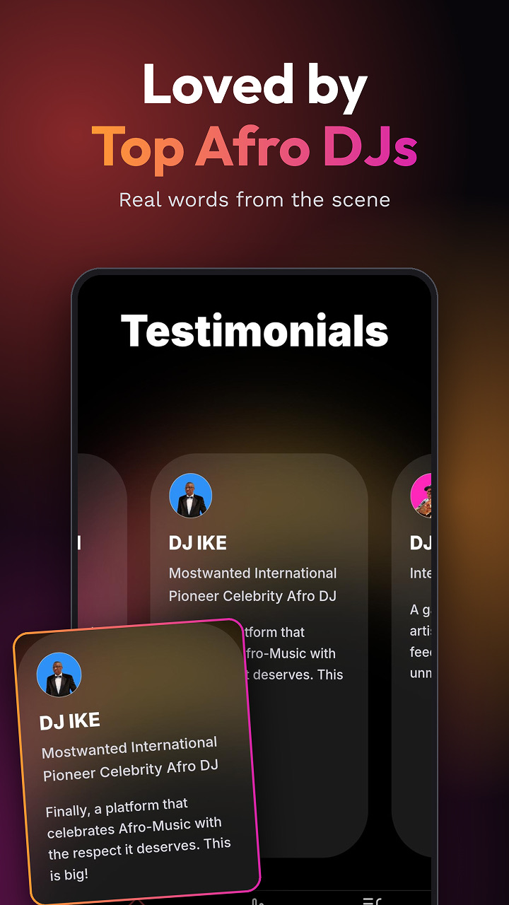 PlayAfro testimonials from Afro DJs