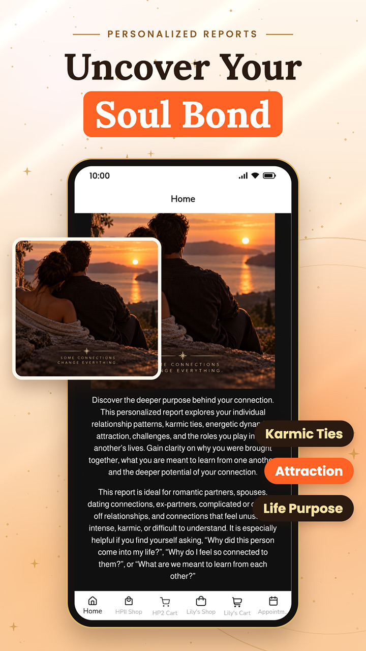 A personalised soul bond report covering karmic ties and life purpose