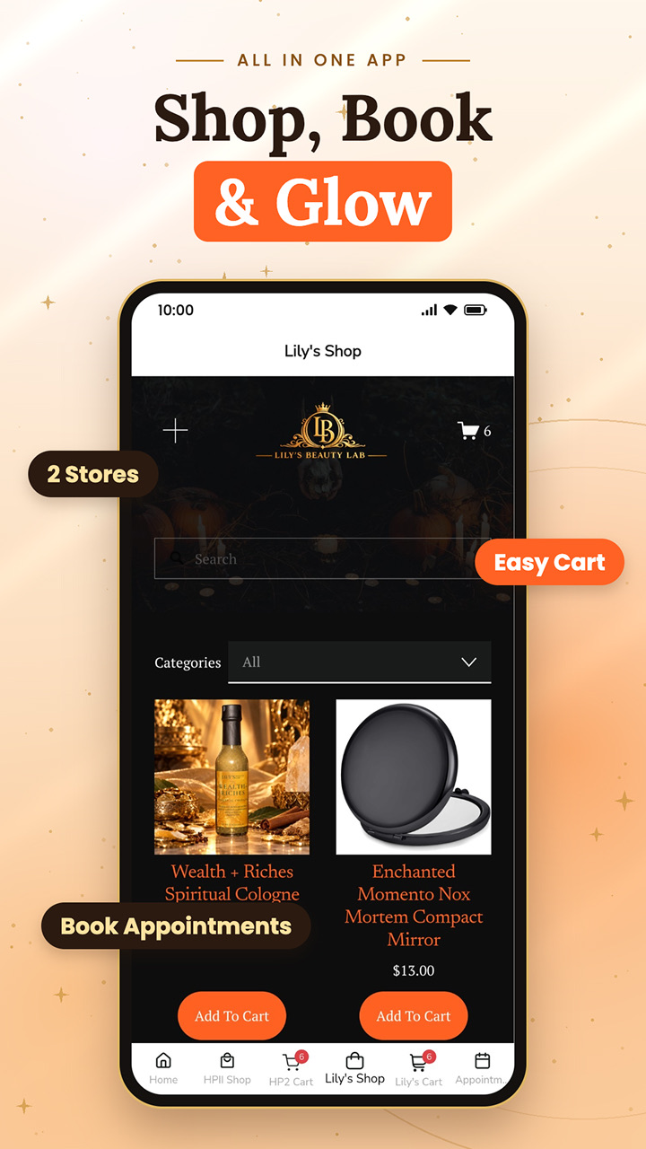 Lily's Beauty Lab storefront, one of the app's two shops